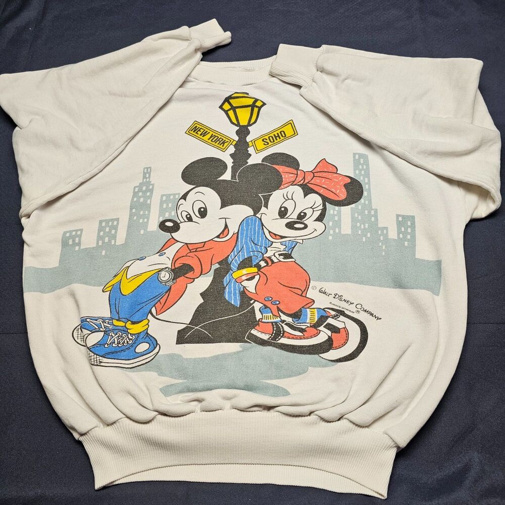 Vtg Mickey & Minnie Mouse Crewneck Sweatshirt XL 1990s Pull Over Americanwear